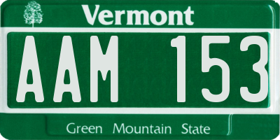 VT license plate AAM153