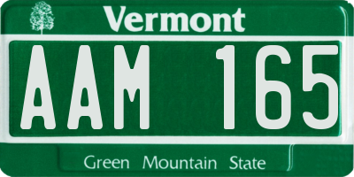 VT license plate AAM165