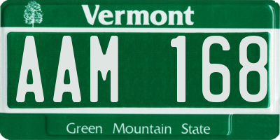 VT license plate AAM168