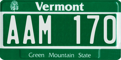 VT license plate AAM170