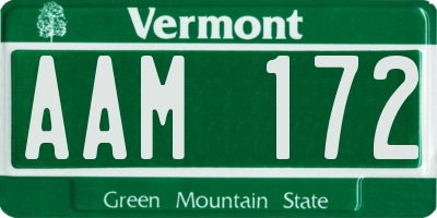 VT license plate AAM172