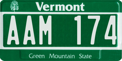 VT license plate AAM174