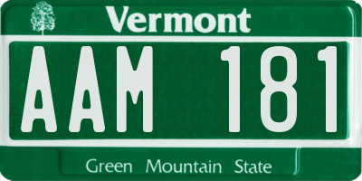 VT license plate AAM181