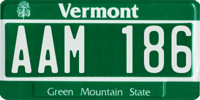 VT license plate AAM186