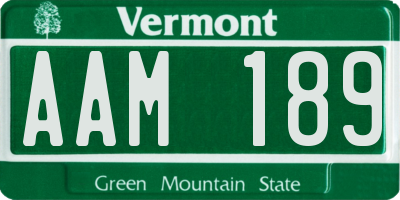 VT license plate AAM189