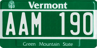 VT license plate AAM190