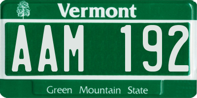 VT license plate AAM192