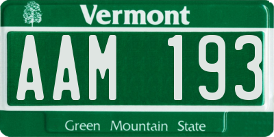 VT license plate AAM193