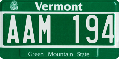 VT license plate AAM194