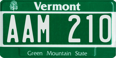 VT license plate AAM210