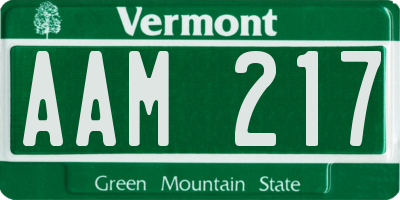 VT license plate AAM217