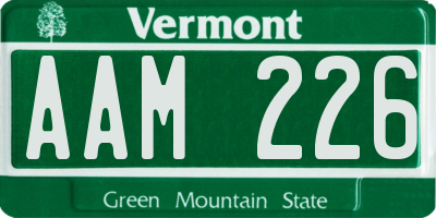 VT license plate AAM226