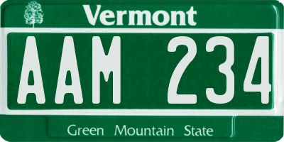 VT license plate AAM234