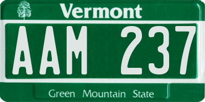 VT license plate AAM237