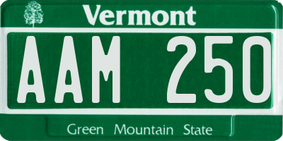 VT license plate AAM250