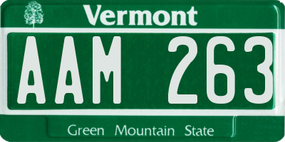 VT license plate AAM263