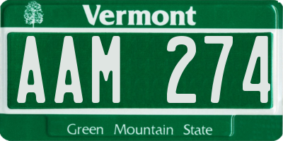 VT license plate AAM274