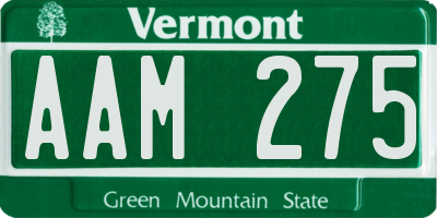 VT license plate AAM275