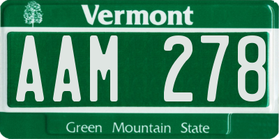 VT license plate AAM278