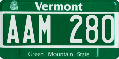 VT license plate AAM280