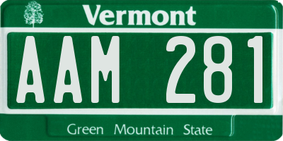 VT license plate AAM281