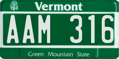VT license plate AAM316