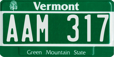 VT license plate AAM317