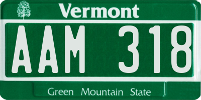 VT license plate AAM318