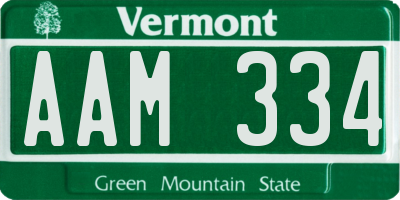 VT license plate AAM334