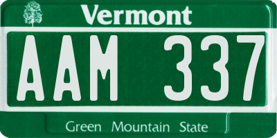 VT license plate AAM337