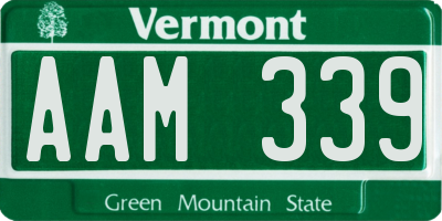 VT license plate AAM339