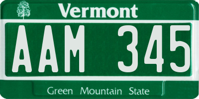 VT license plate AAM345