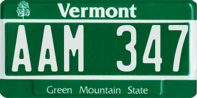 VT license plate AAM347