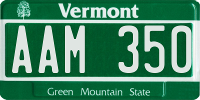 VT license plate AAM350