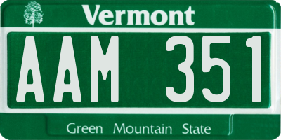 VT license plate AAM351