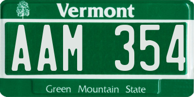 VT license plate AAM354