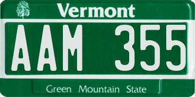 VT license plate AAM355