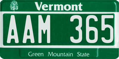 VT license plate AAM365