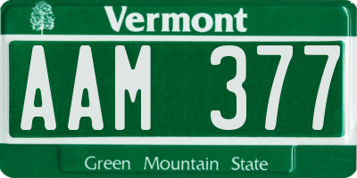 VT license plate AAM377