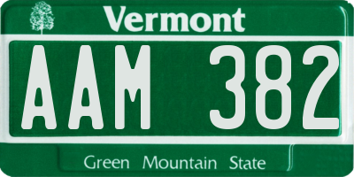 VT license plate AAM382