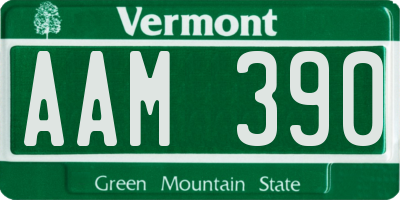 VT license plate AAM390