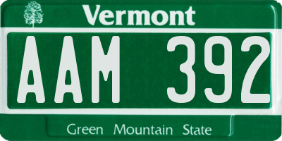 VT license plate AAM392