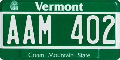 VT license plate AAM402