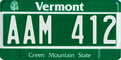 VT license plate AAM412