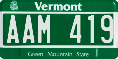 VT license plate AAM419