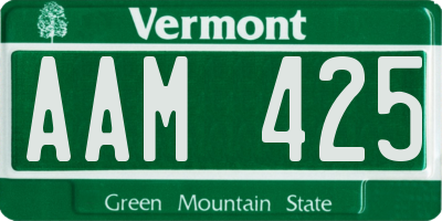 VT license plate AAM425