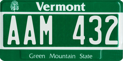 VT license plate AAM432