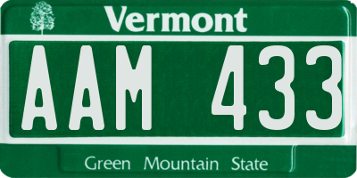 VT license plate AAM433