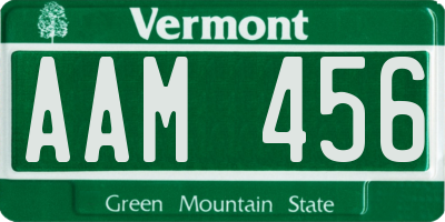 VT license plate AAM456