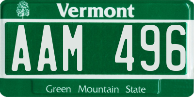 VT license plate AAM496